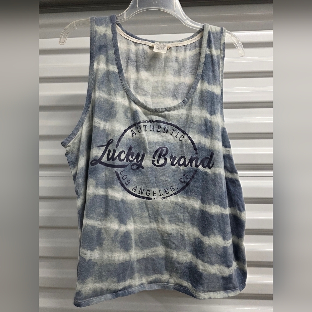 Lucky Brand Blue and White Tie-Dye Tank